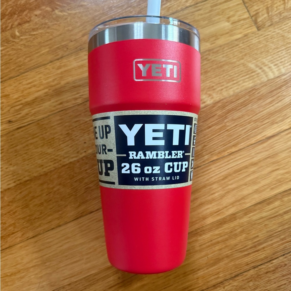 YETI Rambler 26 oz Cup in Bright Red with Stainless Rim